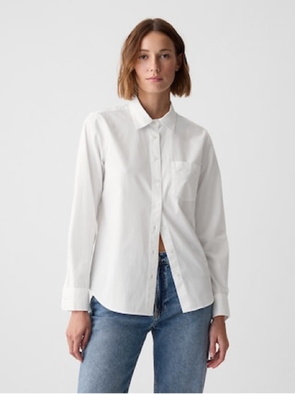GAP White Button-Down Perfect Shirt